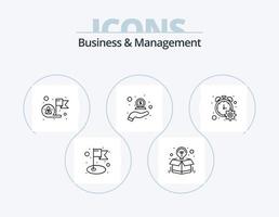 design de ícone do pacote de 5 ícones de linha de negócios e gerenciamento. Estatisticas. gráfico. moeda. dinheiro. hora vetor