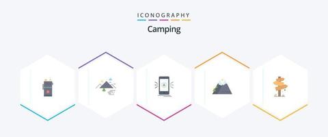 acampar 25 pacotes de ícones planos, incluindo a natureza. localização. ar livre. GPS. aplicativo vetor