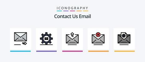 linha de e-mail cheia de 5 ícones incluindo remover. e-mail. e-mail. carregar. carta. design de ícones criativos vetor