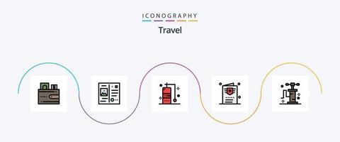 linha de viagem cheia de pacote de 5 ícones planos, incluindo viagens. bombear. mergulhando. viagem. Passaporte vetor