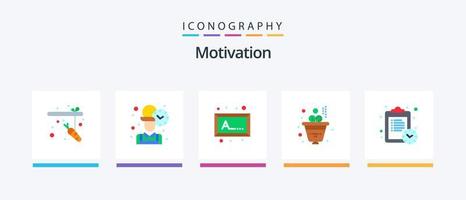 pacote de ícones de 5 planos de motivação, incluindo . trabalhar. foto. tempo. investimento. design de ícones criativos vetor