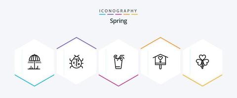 primavera pacote de ícones de 25 linhas, incluindo flor. casa. primavera. Casa de passarinho. primavera vetor