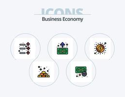 linha econômica cheia de ícones do pacote 5 design de ícones. economia. dinheiro. economia. gema. dia vetor