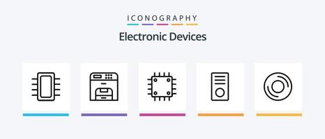 Dispositivos linha 5 pacote de ícones incluindo dispositivos. chipset. disco. hardware. dispositivos. design de ícones criativos vetor