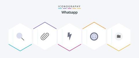 pacote de ícones planos do whatsapp 25, incluindo básico. Câmera. poder. ui. fone de ouvido vetor