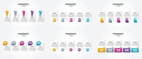 conjunto de design plano de infográficos de ilustração vetorial para folheto publicitário e revista vetor