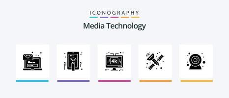 pacote de ícones de tecnologia de mídia glyph 5 incluindo câmera. satélite. gesto. comunicação. tecnologia. design de ícones criativos vetor