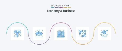 pacote de ícones de economia e negócios azul 5, incluindo edição. escritório. desenvolvimento. trabalho. negócios vetor