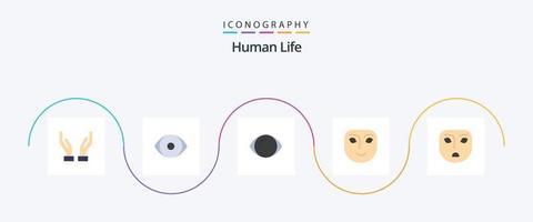 pacote de ícones humano plano 5 incluindo . face. emoção vetor