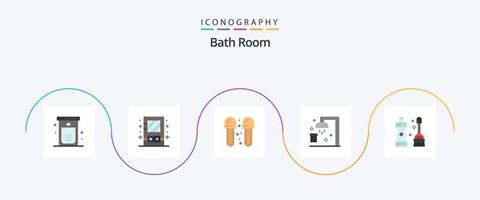 pacote de ícones de quarto de banho plano 5, incluindo esporte. limpar. utensílio. banho. banho vetor