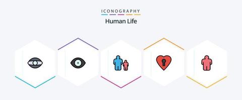 pacote de ícones humanos 25 linhas preenchidas, incluindo . coração. . pessoa vetor