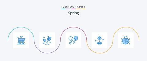 pacote de ícones primavera azul 5, incluindo primavera. flor. árvore. floral. primavera vetor