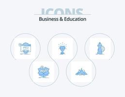 design de ícones do pacote de 5 ícones azuis de negócios e educação. prêmio. prêmio. montanha. local na rede Internet. globo vetor