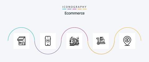pacote de ícones da linha 5 de comércio eletrônico, incluindo porcentagem. oferecer. tempo. comércio eletrônico. comércio eletrônico vetor