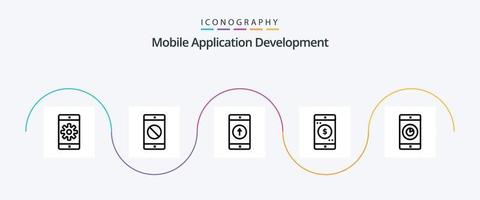 pacote de ícones de linha 5 de desenvolvimento de aplicativos móveis, incluindo celular. dólar. móvel. aplicativo móvel. aplicativo vetor