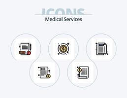 linha de serviços médicos cheia de ícones do pacote 5 design de ícones. hospital. emergência. gráfico. porta. relatório vetor
