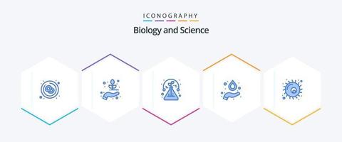 biologia 25 pacote de ícones azul, incluindo biologia. Ciência. biologia. hidrogênio. tubo vetor