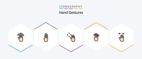 gestos com as mãos 25 pacote de ícones de linha preenchida, incluindo interface. quatro. seta. dedos. acima vetor