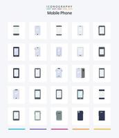 pacote criativo de ícones planos para celular 25, como android. telefone. Câmera. voltar. móvel vetor