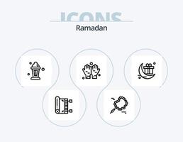 design de ícones do pacote de 5 ícones da linha do Ramadã. abraâmico. ajuda. iftar. mãos. Cuidado vetor