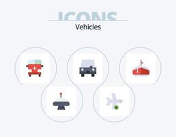 design de ícone do pacote de 5 ícones plana de veículos. veículos. transporte. ambulância. Táxi. veículos vetor