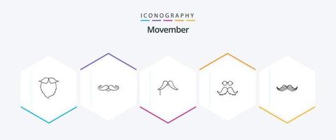 movember 25 line icon pack incluindo . macho. vetor