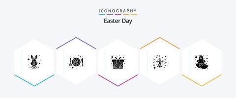 pacote de ícones de 25 glifos de páscoa, incluindo frango. sinal. presente. religião. cristão vetor
