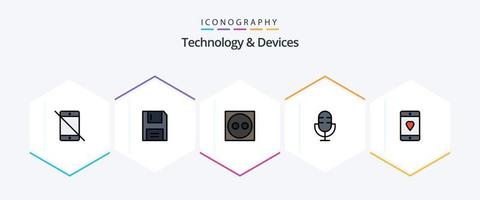 dispositivos 25 pacote de ícones de linha preenchida, incluindo registro. microfone. mole. eletrônicos. plugue vetor