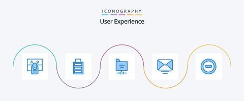 pacote de ícones azul 5 da experiência do usuário, incluindo . menos. arquivos. meios de comunicação. correspondência vetor