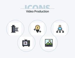 linha de produção de vídeo cheia de ícones do pacote 5 design de ícones. meios de comunicação . vídeo . multimídia. meios de comunicação vetor