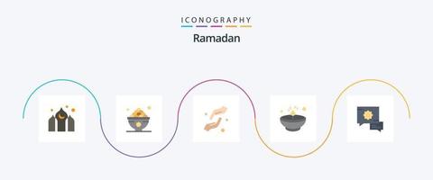 Pacote de ícones do Ramadan Flat 5, incluindo lâmpada. diwali. refeição. brilhante. ajuda vetor