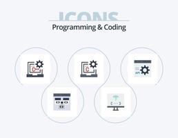 programação e codificação de design de ícones do pacote de ícones planos 5. desenvolver. navegador. desenvolvimento. desenvolvimento. codificação vetor