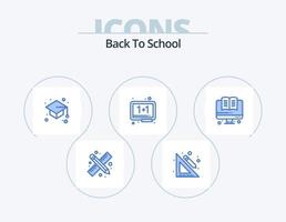 de volta ao design de ícones do pacote de ícones azuis 5 da escola. on-line. escola. de volta à escola. apagador. quadro vetor