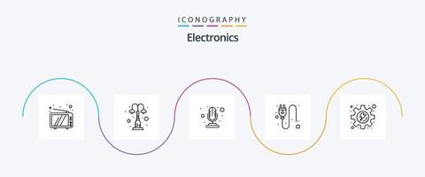 pacote de ícones da linha 5 de eletrônicos, incluindo processo. energia. rua. soquete. elétrico vetor