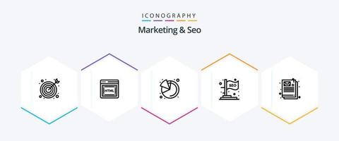marketing e pacote de ícones de 25 linhas de SEO, incluindo . marketing. seo. e-mail. SEO vetor