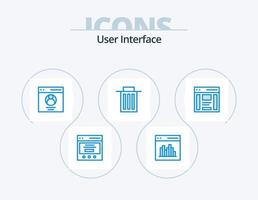interface do usuário azul icon pack 5 design de ícone. lixo. excluir. interface. perfil vetor