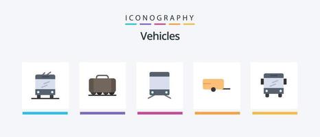 Pacote de ícones plana 5 de veículos, incluindo . transporte. transporte. ônibus. design de ícones criativos vetor