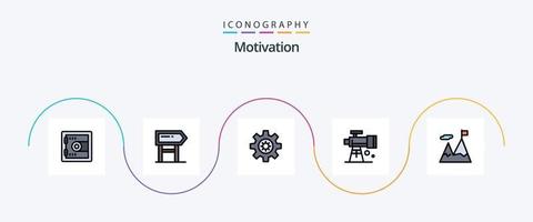 linha de motivação cheia de pacote de 5 ícones planos, incluindo motivação. negócios. contexto. realizado. espaço vetor