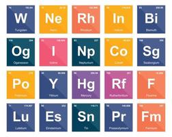 20 tabela periódica do design do pacote de ícones de elementos vetor