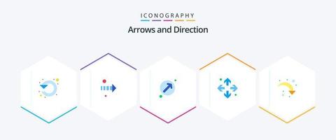 pacote de ícones planos de seta 25, incluindo seta para a direita. atualizar. seta. maximizar. prolongar vetor