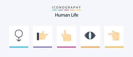 pacote de ícones humano plano 5 incluindo . esquerda. mão. mão. dedo. design de ícones criativos vetor