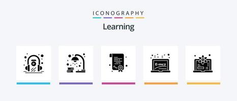 aprendendo o pacote de ícones do glifo 5, incluindo grau. Fórmula. estudar. Educação. aprendizado. design de ícones criativos vetor