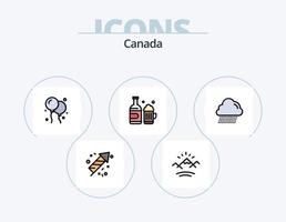 Linha do Canadá cheia de ícones do pacote 5 design de ícones. Canadá. bola do Canadá. machado. bola base. Canadá vetor