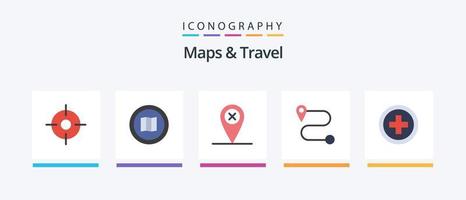 mapas e pacote de ícones de 5 planos de viagem, incluindo . mapa. viagem. hospital. design de ícones criativos vetor