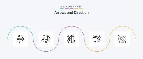pacote de ícones da linha de seta 5, incluindo . ponteiro. cima esquerda. direção. abaixo vetor