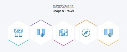 mapas e viajar 25 pacotes de ícones azuis, incluindo . mapa. mapa vetor