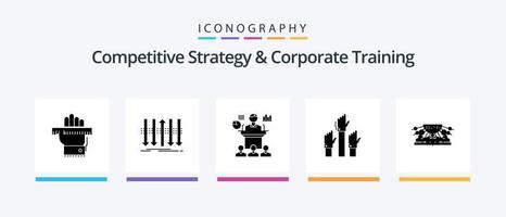 estratégia competitiva e pacote de ícones de glifo 5 de treinamento corporativo, incluindo desejo. aspiração. avançar. seminário. convenção. design de ícones criativos vetor