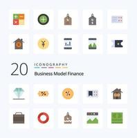 Pacote de ícones de 20 cores planas de finanças, como milhões de casos por cento de casas vendidas vetor