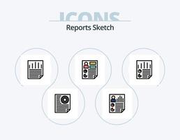 relatórios esboçar linha cheia ícone pack 5 design de ícone. papel. arquivo. página. dados. página vetor