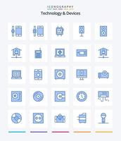 dispositivos criativos 25 pacote de ícones azuis, como dispositivos. bloqueado. eletrônicos. kit. dispositivos vetor